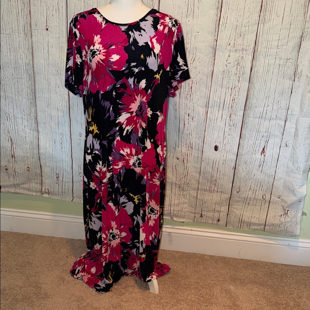 Floral Black and Pink Women's Dress